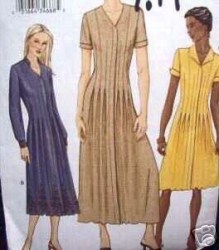 7569 VOGUE FLARE PLEAT / TUCK BUTTON DRESS LENGTHS PATTERN 6-10, 18-22